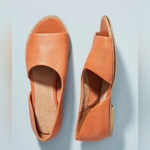 Anthropologie Orange Leather Souvenir Flats Size 7